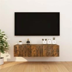 Wall Mounted TV Cabinet 4 Pcs Smoked Oak 30.5x30x30 Cm -NEWTRAL Sales Shop Wall Mounted TV Cabinet 4 pcs Smoked Oak 30 5x30x30 cm 510467 3
