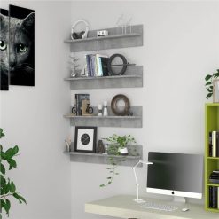Wall Shelves 4 Pcs Concrete Grey 80x11.5x18 Cm Chipboard