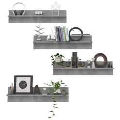 Wall Shelves 4 Pcs Concrete Grey 80x11.5x18 Cm Chipboard -NEWTRAL Sales Shop Wall Shelves 4 pcs Concrete Grey 80x11 5x18 cm Chipboard 484052 2