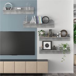 Wall Shelves 4 Pcs Concrete Grey 80x11.5x18 Cm Chipboard -NEWTRAL Sales Shop Wall Shelves 4 pcs Concrete Grey 80x11 5x18 cm Chipboard 484052 3