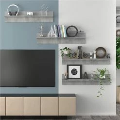 Wall Shelves 4 Pcs Concrete Grey 80x11.5x18 Cm Chipboard 9 Wall Shelves 4 Pcs Concrete Grey 80x11.5x18 Cm Chipboard -NEWTRAL Sales Shop Wall Shelves 4 pcs Concrete Grey 80x11 5x18 cm Chipboard 484052 3