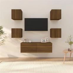 Wall-mounted TV Cabinet Set Brown Oak Engineered Wood