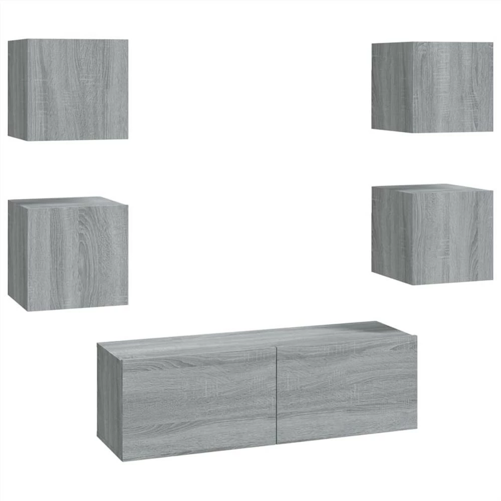 Wall-mounted TV Cabinet Set Grey Sonoma Engineered Wood 2 Wall-mounted TV Cabinet Set Grey Sonoma Engineered Wood - Image 2