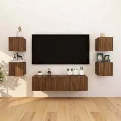 Wall-mounted TV Cabinets 8 Pcs Brown Oak 30.5x30x30 Cm