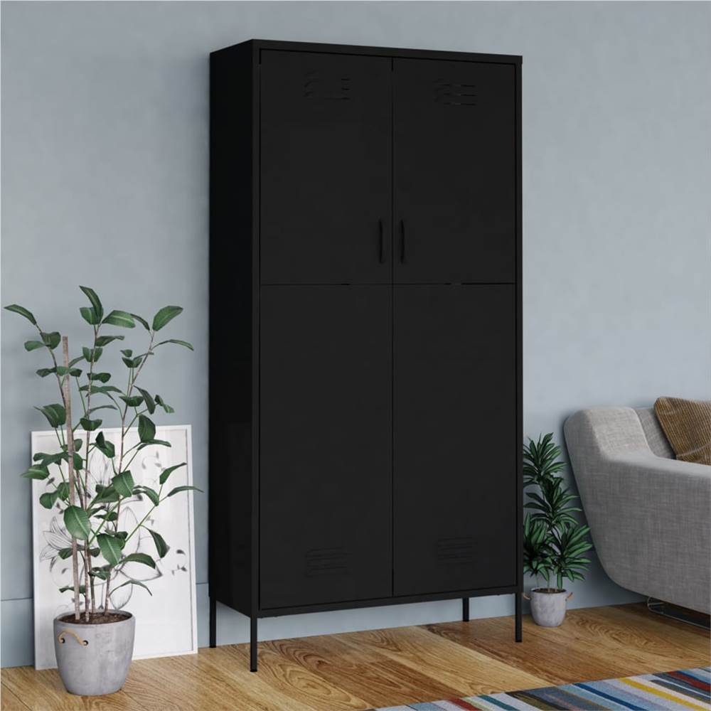 Wardrobe Black 90x50x180 cm Steel Wardrobe Black 90x50x180 Cm Steel -NEWTRAL Sales Shop Wardrobe Black 90x50x180 cm Steel 497572 0