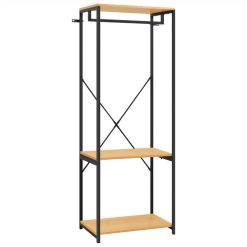 Wardrobe Black And Oak 60x40x167 Cm Metal And Chipboard