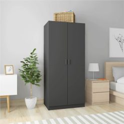 Wardrobe Grey 80x52x180 Cm Chipboard