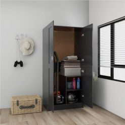 Wardrobe Grey 82.5x51.5x180 Cm Chipboard