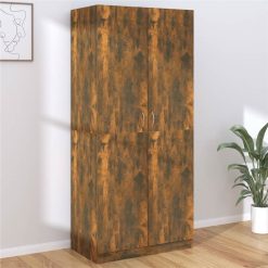 Wardrobe Smoked Oak 90x50x200 Cm Engineered Wood