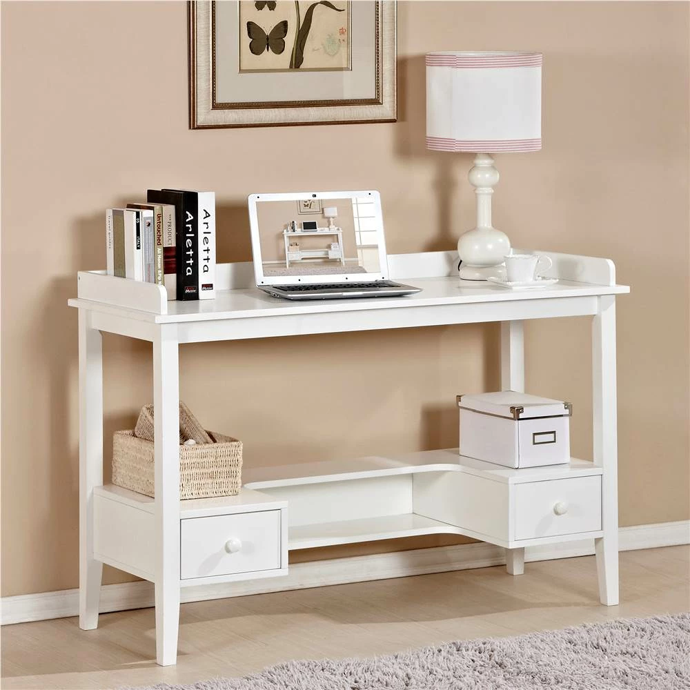 Home Office 46" Computer Desk With 2 Storage Drawers, And MDF Frame, For Game Room, Small Space, Study Room - White 1 Home Office 46" Computer Desk With 2 Storage Drawers, And MDF Frame, For Game Room, Small Space, Study Room - White