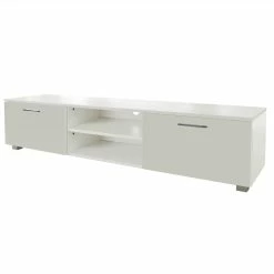 63" TV Stand With 2 Storage Drawers And Open Shelves, Suitable For Placing TVs Up To 70" - White -NEWTRAL Sales Shop White TV Stand for 70 Inch TV Stands Media Console Entertainment Center Television Table 2 Storage Cabinet with Open Shelves for Living Room Bedroom 457760 3