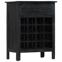 Wine Rack Black 56x35x75 Cm Solid Mango Wood