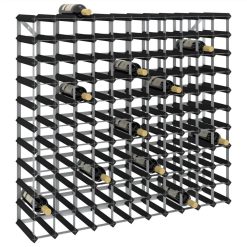 Wine Rack For 120 Bottles Black Solid Pine Wood
