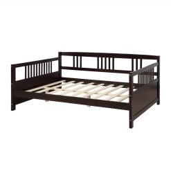 Full Size Wooden Daybed With High Legs And Wooden Slats Support, No Need For Spring Box, For Living Room, Bedroom, Office, Apartment - Espresso -NEWTRAL Sales Shop Wood Daybed Full Size Daybed with Support Legs Espresso Previous SKU WF190235AAP 459236 3