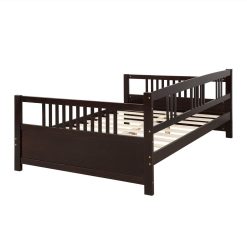 Full Size Wooden Daybed With High Legs And Wooden Slats Support, No Need For Spring Box, For Living Room, Bedroom, Office, Apartment - Espresso -NEWTRAL Sales Shop Wood Daybed Full Size Daybed with Support Legs Espresso Previous SKU WF190235AAP 459236 5