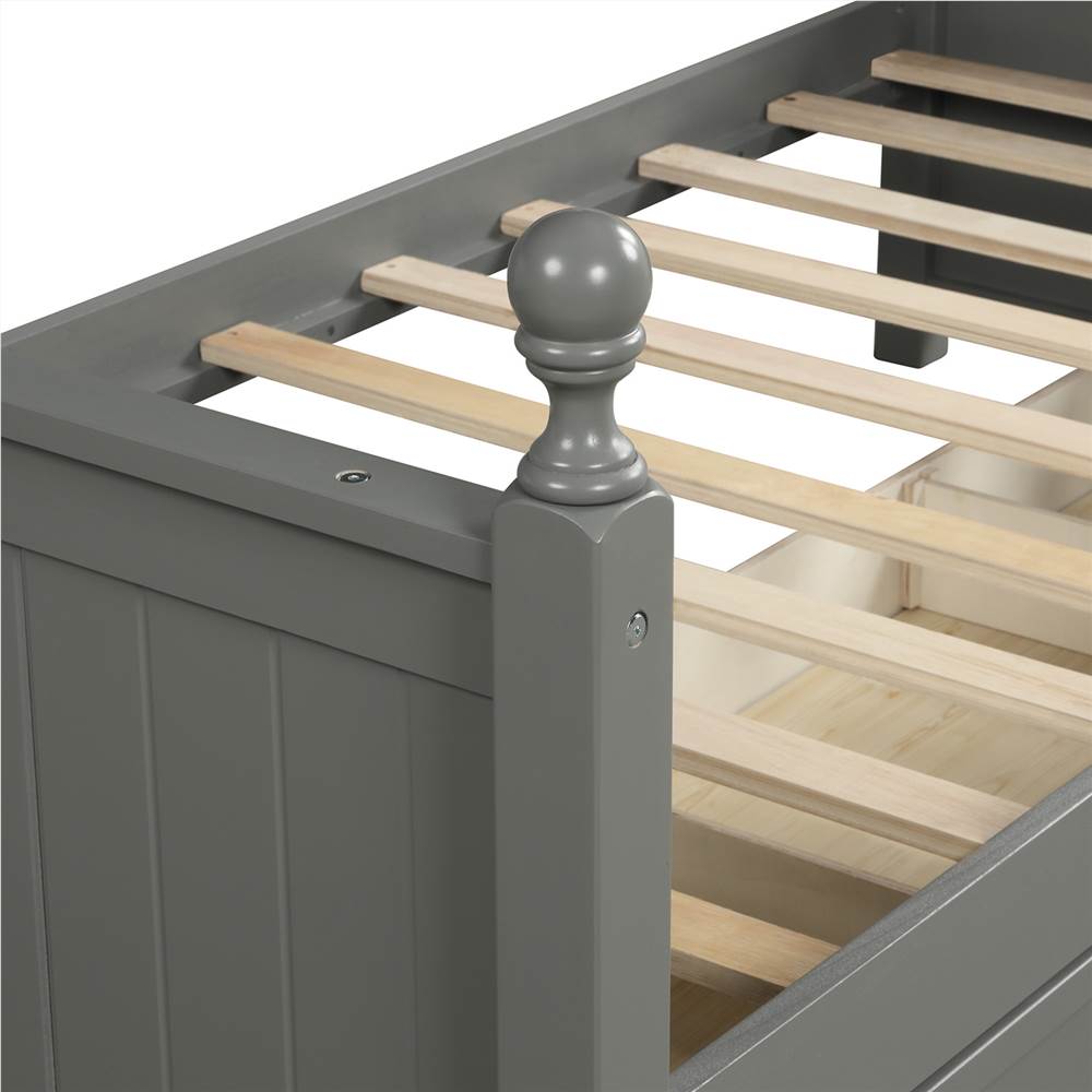 Twin Size Wooden Daybed Frame with 3 Storage Drawers and Wooden Slats Support, No Need for Spring Box, for Living Room, Bedroom, Office, Apartment - Gray Twin Size Wooden Daybed Frame With 3 Storage Drawers And Wooden Slats Support, No Need For Spring Box, For Living Room, Bedroom, Office, Apartment - Gray -NEWTRAL Sales Shop Wood Daybed with Three Drawers Twin Size Daybed No Box Spring Needed Gray 459272 3