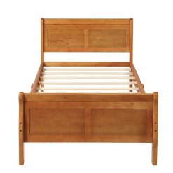 Twin-Size Wooden Platform Bed Frame With Headboard, Footboard, And Wooden Slats Support - Espresso -NEWTRAL Sales Shop Wood Platform Bed Twin Bed Frame Mattress Foundation Sleigh Bed with Headboard Footboard Wood Slat Support 458959 2