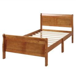 Twin-Size Wooden Platform Bed Frame With Headboard, Footboard, And Wooden Slats Support - Espresso -NEWTRAL Sales Shop Wood Platform Bed Twin Bed Frame Mattress Foundation Sleigh Bed with Headboard Footboard Wood Slat Support 458959 4