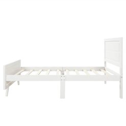 Twin-Size Wooden Platform Bed Frame With Headboard And Wooden Slats Support - White -NEWTRAL Sales Shop Wood Platform Bed Twin Bed Frame Mattress Foundation with Headboard and Wood Slat Support White 458955 4