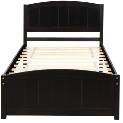 Twin-Size Wooden Platform Bed Frame With Headboard, Footboard, And Wooden Slats Support - Espresso -NEWTRAL Sales Shop Wood Platform Bed with Headboard Footboard and Wood Slat Support Espresso 458940 2