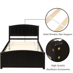 Twin-Size Wooden Platform Bed Frame With Headboard, Footboard, And Wooden Slats Support - Espresso -NEWTRAL Sales Shop Wood Platform Bed with Headboard Footboard and Wood Slat Support Espresso 458940 4