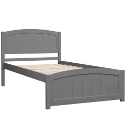 Twin-Size Platform Bed Frame With Headboard And Wood Slats Support, No Box Spring Needed (Only Frame) - Gray -NEWTRAL Sales Shop Wood Platform Bed with Headboard Footboard and Wood Slat Support Gray 463976 1