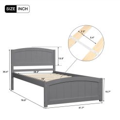 Twin-Size Platform Bed Frame With Headboard And Wood Slats Support, No Box Spring Needed (Only Frame) - Gray -NEWTRAL Sales Shop Wood Platform Bed with Headboard Footboard and Wood Slat Support Gray 463976 3