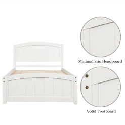 Twin-Size Wooden Platform Bed Frame With Headboard, Footboard, And Wooden Slats Support - White -NEWTRAL Sales Shop Wood Platform Bed with Headboard Footboard and Wood Slat Support White 458939 4