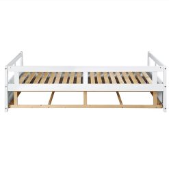 78.2" Twin Size Wooden Daybed With Trundle Bed And 2 Storage Drawers, No Need For Spring Box, For Living Room, Bedroom, Office, Apartment - White -NEWTRAL Sales Shop Wooden Daybed with Trundle Bed and Two Storage Drawers Extendable Bed Daybed Sofa Bed for Bedroom Living Room White old SKU LP000063AAK 459246 4