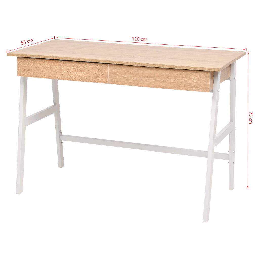 Writing Desk 110x55x75 cm Oak and White Writing Desk 110x55x75 Cm Oak And White -NEWTRAL Sales Shop Writing Desk 110x55x75 cm Oak and White 429609 5
