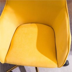 Velvet Rotating Chair Height Adjustable With Curved Backrest And Casters For Living Room, Bedroom, Office - Yellow -NEWTRAL Sales Shop Yellow Velvet Armchair 10219 456593 1