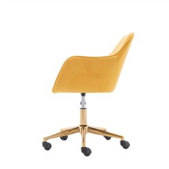 Velvet Rotating Chair Height Adjustable With Curved Backrest And Casters For Living Room, Bedroom, Office - Yellow -NEWTRAL Sales Shop Yellow Velvet Armchair 10219 456593 2