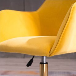 Velvet Rotating Chair Height Adjustable With Curved Backrest And Casters For Living Room, Bedroom, Office - Yellow -NEWTRAL Sales Shop Yellow Velvet Armchair 10219 456593 3