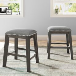 TOPMAX Wooden Dining Stool Set Of 2 - Gray